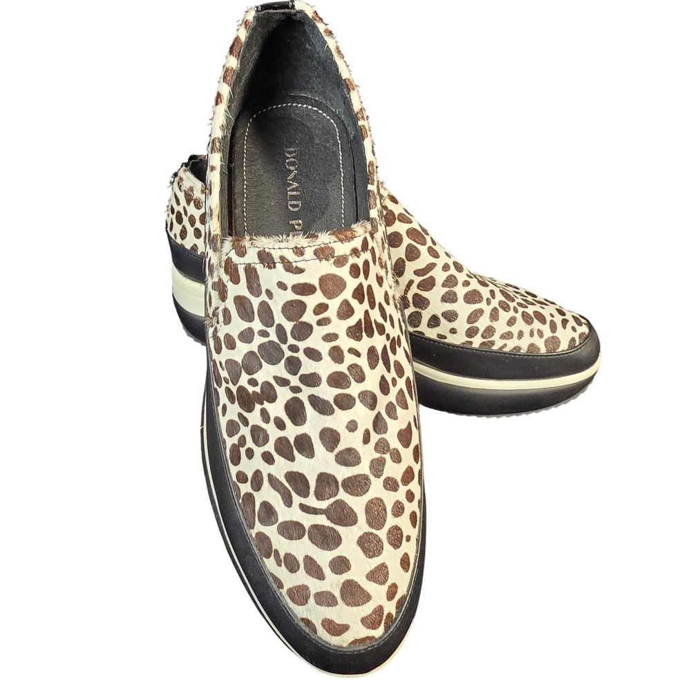 Donald Pliner HPUZZE-PI Animal Print Calf Hair Platform Slip On Sneakers 6.5M